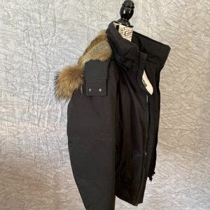 TOBOGGAN Snow Down Bomber Jacket with Real Raccoon Fur Hood Canada Size Medium